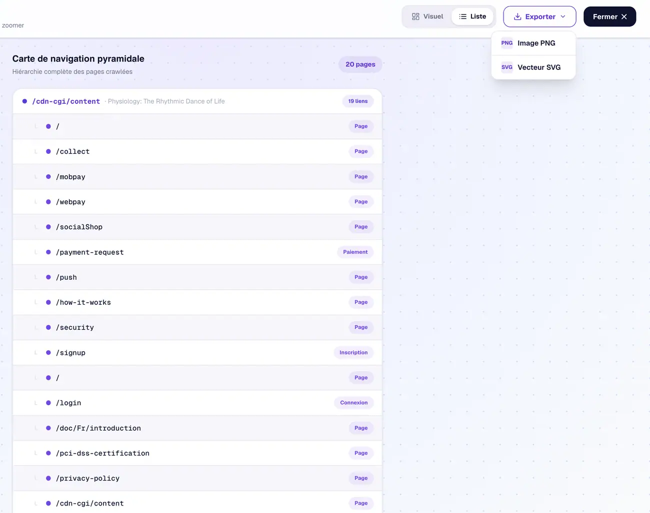 Menu Exporter — Image PNG ou Vecteur SVG.