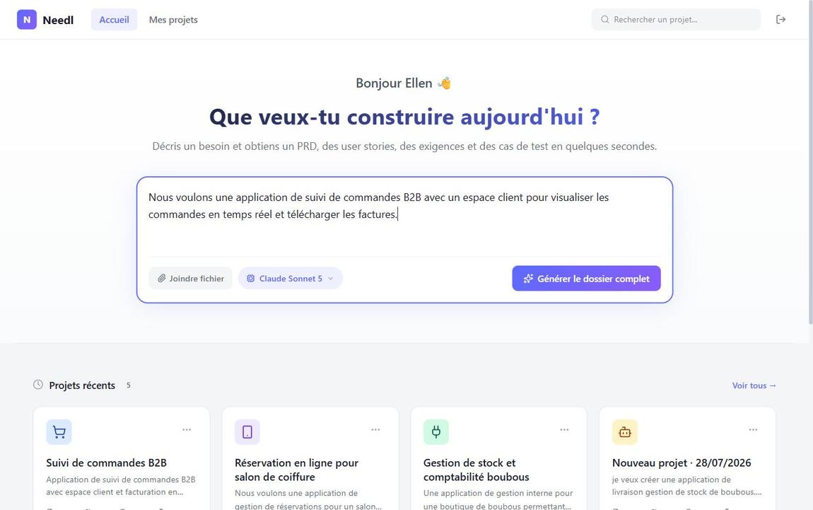 Besoin saisi dans le champ de l'accueil