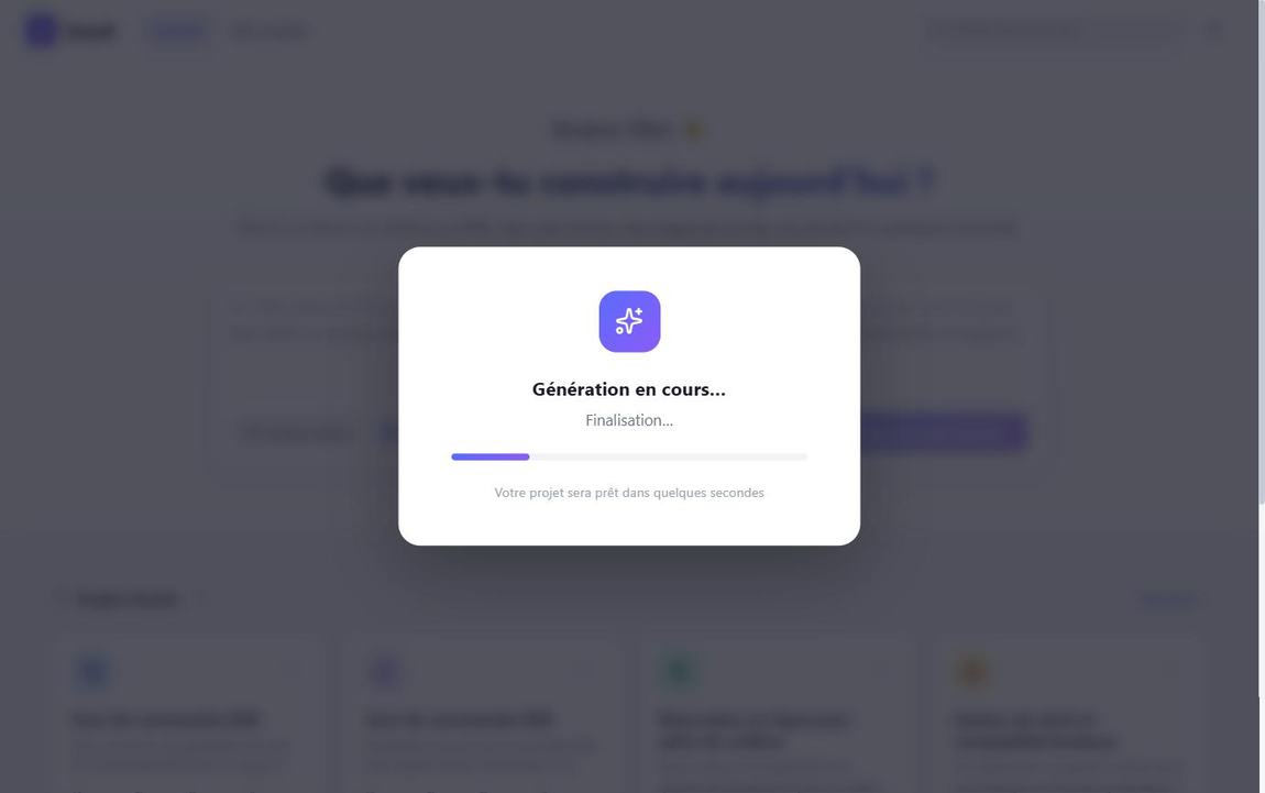 Modale Génération en cours