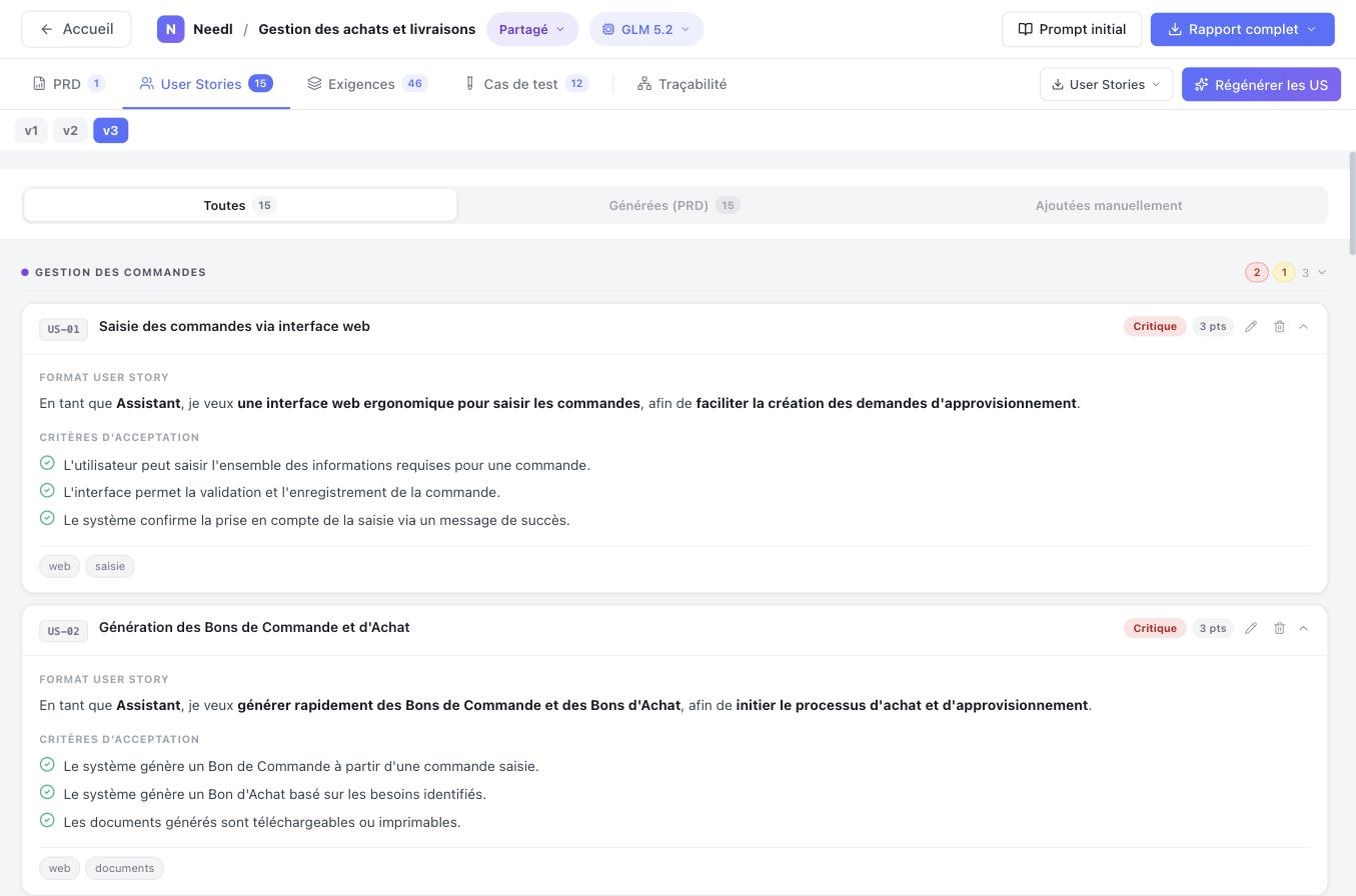 Onglet User Stories