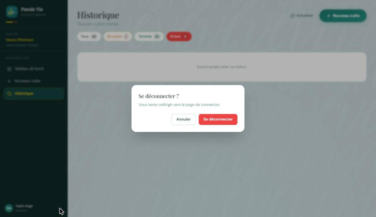 Confirmation de déconnexion