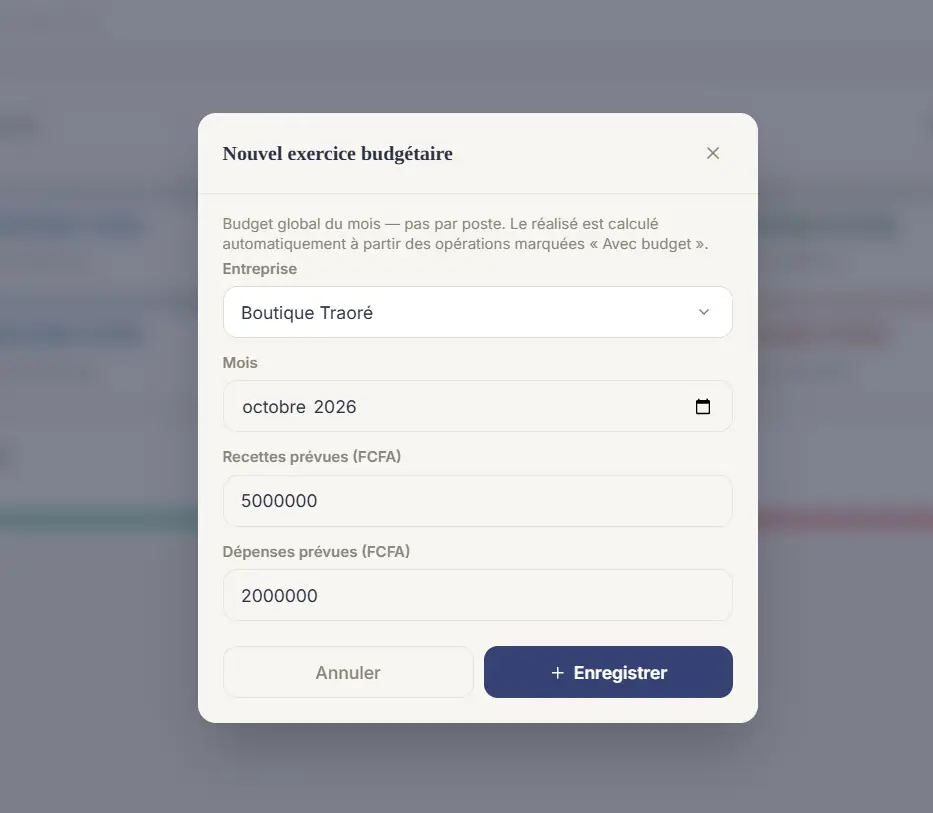 Nouvel exercice budgétaire — octobre 2026 : 5 000 000 de recettes, 2 000 000 de dépenses.